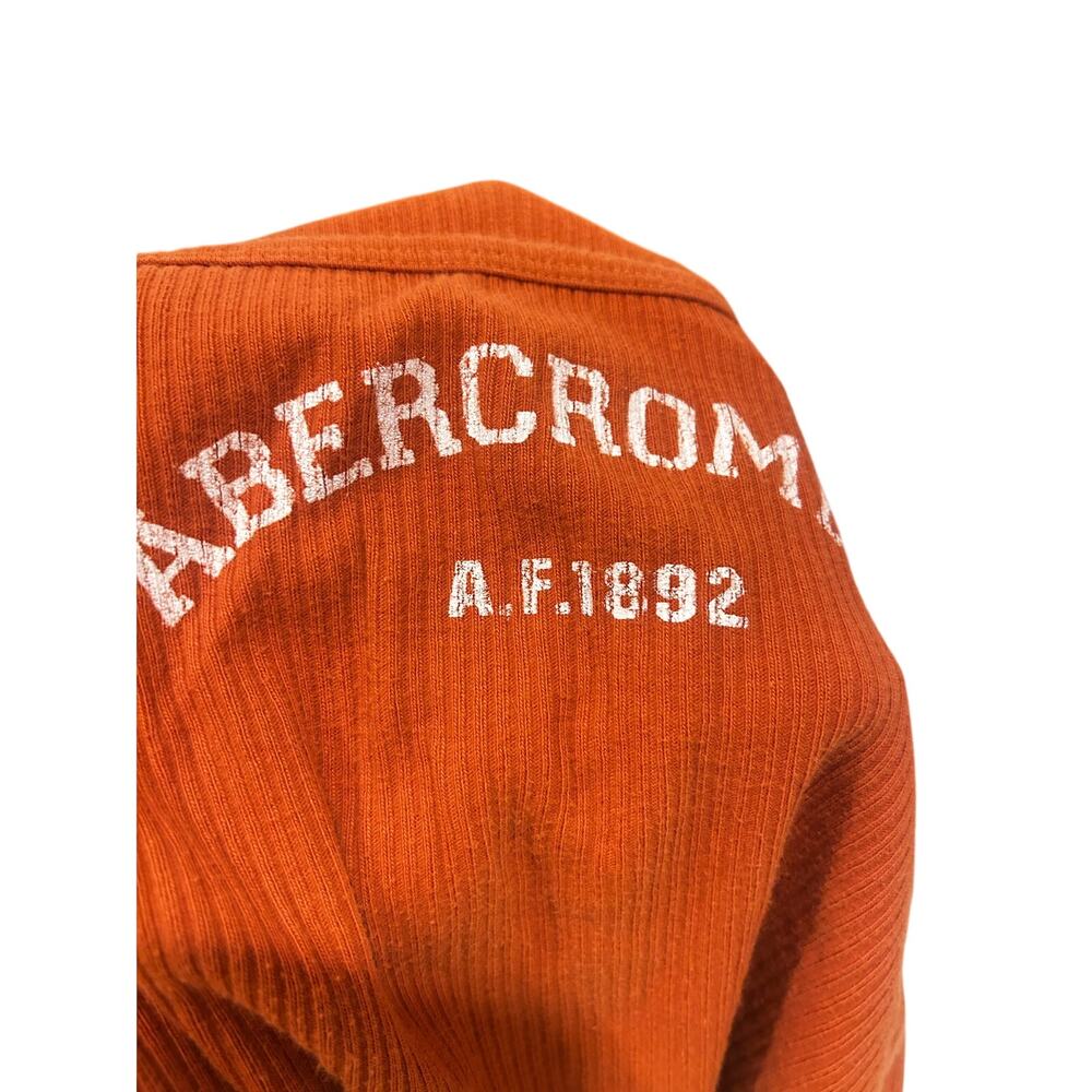 Abercrombie & Fitch Ribbed Tank Top Orange Logo Y2K Crop Cami M